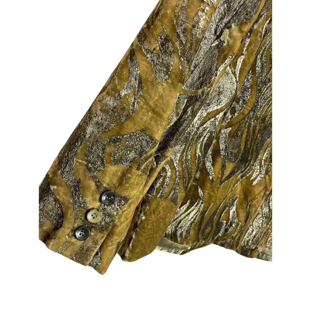 BILL BLASS 1997 Collection Handpainted Velvet Blazer Olive Green Jacket Designer - Picture 4 of 5